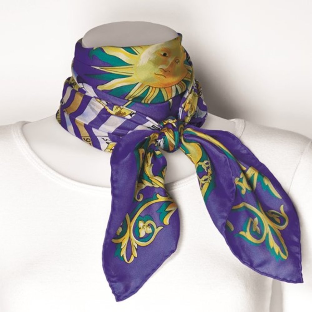 Kennedy Blue Zodiac Handmade Silk 35in Fashion Scarf - Picture 2 of 3